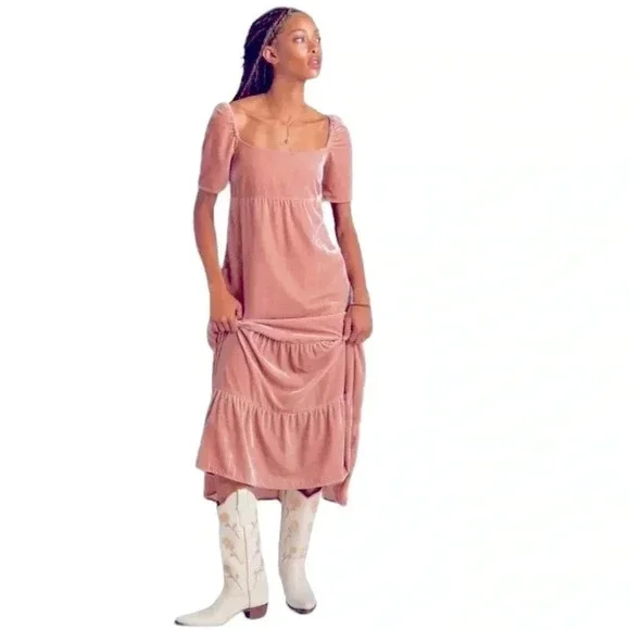 NWT Anthropologie Rose Pink Velvet Empire Waist Tiered Midi Dress Size 4P  is available for purchase on au PAY Market - Imported Goods Online Store  Co.Ltd. | au PAY Market - Online